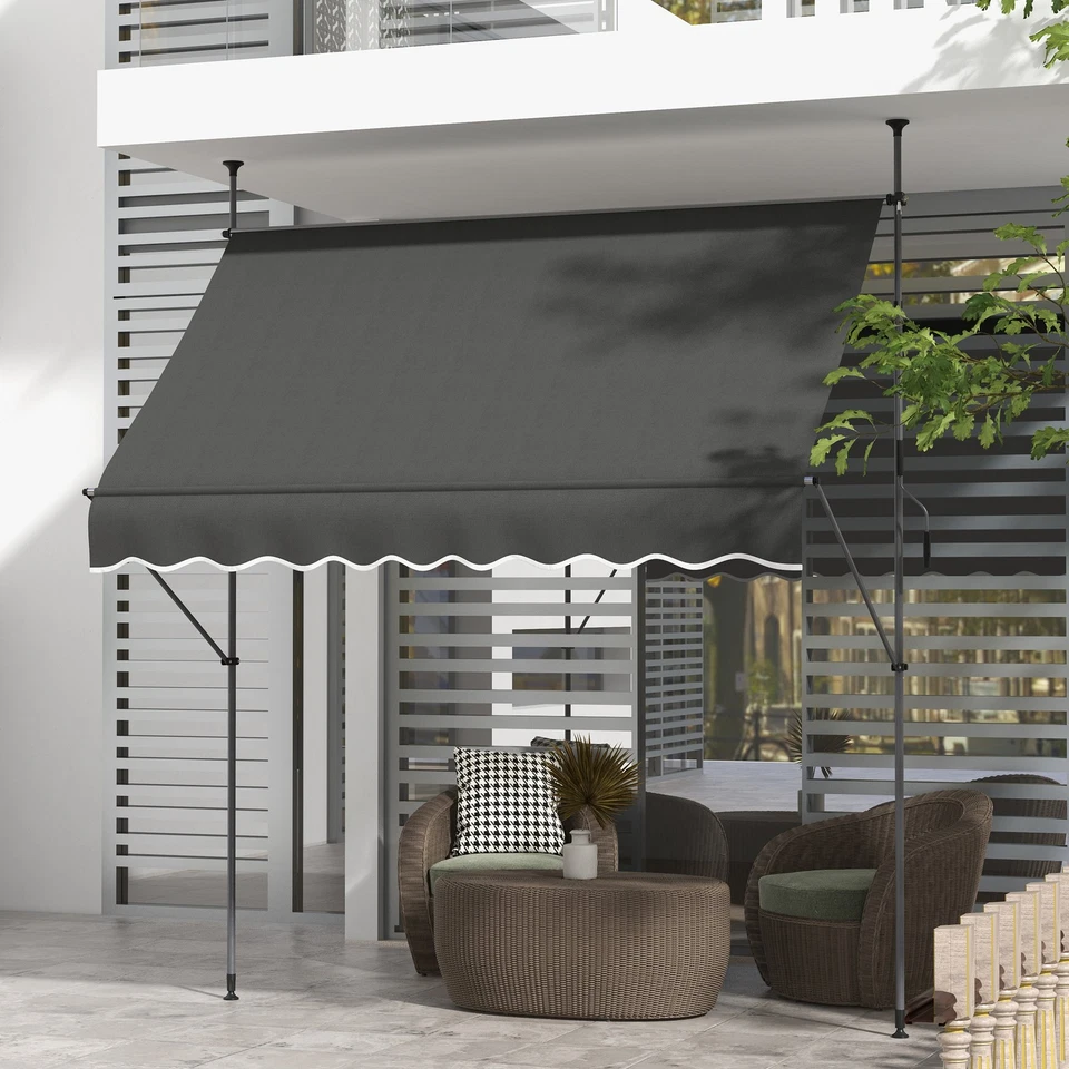 Outsunny 11.5' ' Manual Retractable Awning Non-Screw