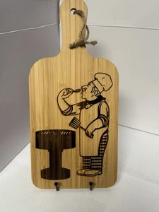 Master Chef BBQ Grill Bamboo Paddle Handle Cutting Board 15 X 7 In. X .31 In - Picture 1 of 4