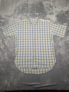 Camisa J Crew Para Hombre Grande Azul Amarillo A Cuadros Manga Corta Con Botones Informal Preppy - Imagen 1 de 9