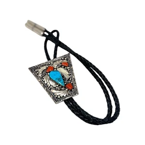 Thomas Nez, Bolo Tie, Multi-Stone, Sterling Silver, Navajo Handmade, 32" - Picture 1 of 4
