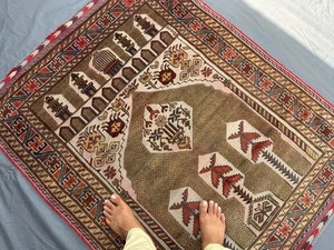 Vintage Afghan Balochi Prayer Rug, Handmade, Soft Pile, Tribal Wool Kitchen Rug - Picture 1 of 12