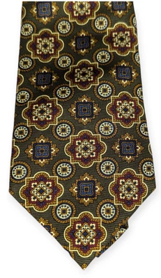 Corbata Land's End verde y dorada para hombre 100 % seda Foto 1 de 4