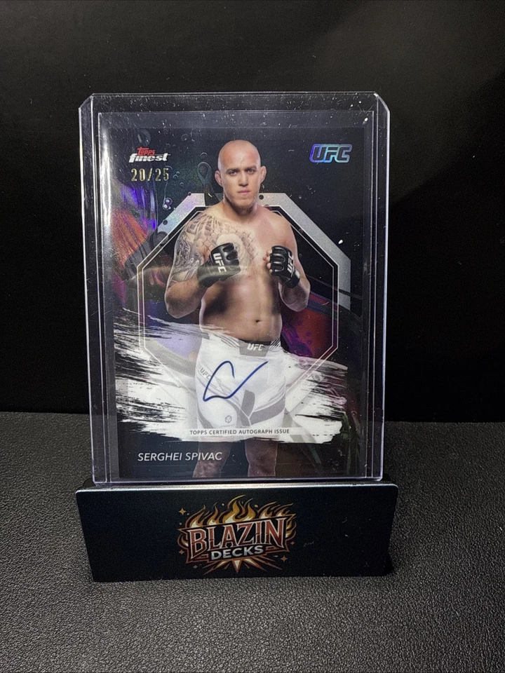 2024 UFC Topps Finest Serghei Spivac Black Refractor FA-SIS Auto /25 - Image 1 of 2