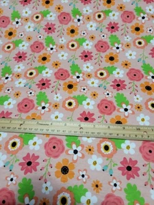 2 Yards Pink Flowered Flannel Fabric - Picture 1 of 1