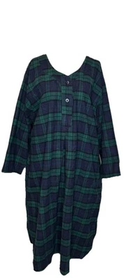 The Vermont Country Store Womens XL Flannel Nightgown Blackwatch Tartan Plaid - Image 1 of 4