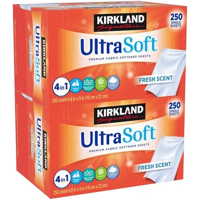 Hojas suavizantes de telas Kirkland Signature aroma fresco ultra suave, 250 unidades (paquete Foto 1 de 3