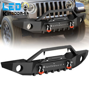 Front Bumper for 2007-2024 Jeep Wrangler JK JL Unlimited w/ Winch Plate D-Rings