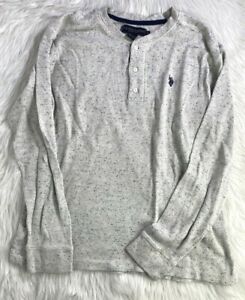 US Polo Assn Size XL Slim Fit Mens Long Sleeve Thermal Oatmeal Heather 