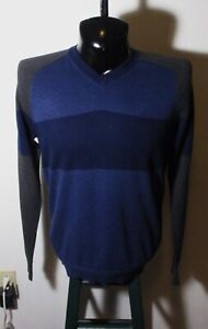 Men's VINCE Blue 100% Cotton V-Neck Sweater Size L