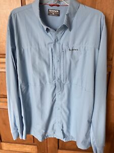 Simms 41622 Mens XL Polyester Pale Blue Fishing Shirt