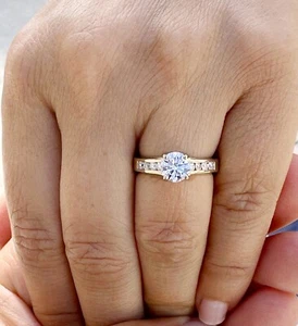 Round Cut Diamond Engagement Wedding Ring IGI Certified 14k Yellow Gold 1.70ctw - Picture 1 of 16