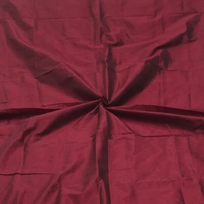 Vintage Burgundy 100%Pure Silk Handloom Sari Remnant 5YD Craft Fabric Silk Scrap - Image 1 of 4