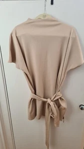 Missguided Cream Wrap Around Tunic Top Size 14 Mock Neck - Picture 1 of 6