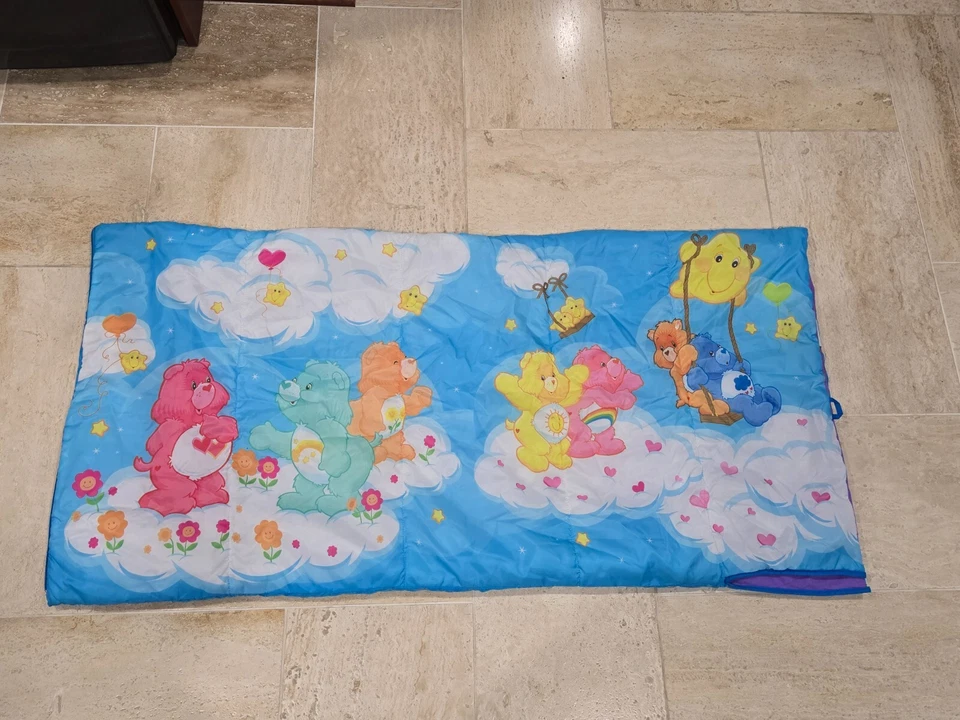 Saco de dormir Playhut Care Bears 56x56 franela cremallera dibujos animados Y2K 2003 raro de colección Foto 1 de 4