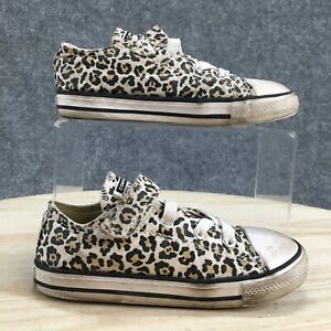 Converse Shoes Kids 10 Girls CT All Star Leopard Print Sneakers 766298F Brown
