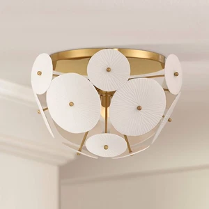Possini Euro Shelly 15 1/2" Wide Gold with White Ceramic Ceiling Light - Picture 1 of 8