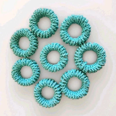 Juego de 8 servilleteros con cuentas de semillas turquesas boho costa suroeste granja Foto 1 de 4