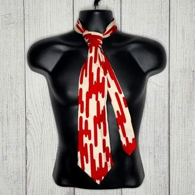 Corbata ancha de colección años 60 70 Gino Pompeya 100 % seda hecha en Italia MCM gráfica goteo de sangre Foto 1 de 4