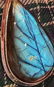 925 Sterling Silver Flashy Natural Rainbow Labradorite Pendant Necklace new - Picture 1 of 9