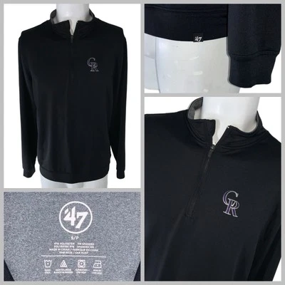 Pulôver masculino Colorado Rockies 47 marca 1/4 zíper S preto poli stretch YGI Q5-117 - Imagem 1 de 4