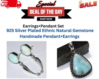 Juego de pendientes colgantes Larimar | Juego combinado 1,8|1,7" GW Foto 1 de 4