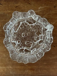 Vintage Crystal Ashtray Bowl Tapio Wirkkala Finnish Style Bark Melted Ice 6.5”D - Picture 1 of 9