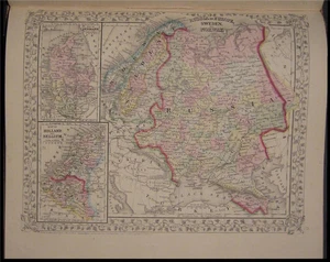 1867 Antique Mitchell Map of Russia Scandinavia Denmark - Imagen 1 de 1