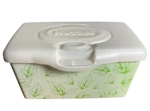 Huggies Baby Wipes Empty Pop Up Container Tub Refillable Green Leaves - Picture 1 of 7
