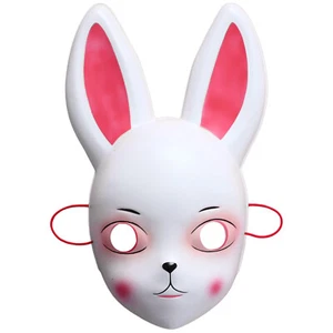 Unisex Women Men Rabbit Face Cover Durable Elf Masks Plastic Cosplay Mask DIY - Picture 1 of 27