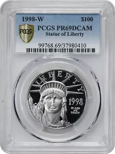 1998-W Proof Platinum Eagle 1 oncia $ 100 PCGS PR69DCAM - Foto 1 di 3