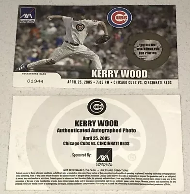 4/25/05 Chicago Cubs Cincinnati Reds Kerry Wood Promo SGA Didnt Win Card Photo - Image 1 of 3