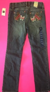 NWT GAP KIDS GIRLS BUTTERFLY POCKET JEANS SKINNY JEANS GIRLS 6 EMBROIDERY BLUE - Picture 1 of 2