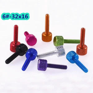 UNC 6#-32*16mm Aluminium Anodised Knurled Thumb Screws Flat Head Hand Grip Bolts - Picture 1 of 5