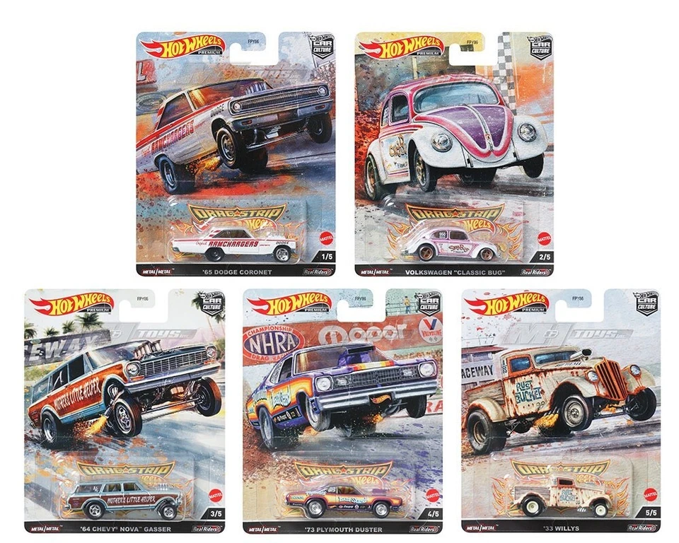 Hot Wheels Premium Car Culture 2023 "Drag Strip" Set of 5, FPY86-957R In-Stock - Image 1 of 1