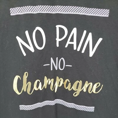 Camiseta de manga corta negra para mujer Athletic Works No Pain No Champagne talla S Foto 1 de 4