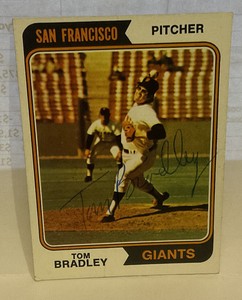 1974 Topps #455 Tom Bradley Autographed  SF Giants