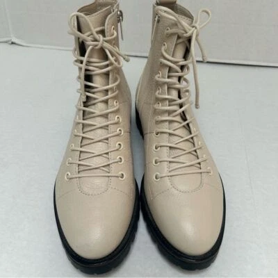 Botas de Combate Jimmy Choo Nuevas sin Etiquetas Cuero Blanco Crema Con Cordones Talla 39 Foto 1 de 4