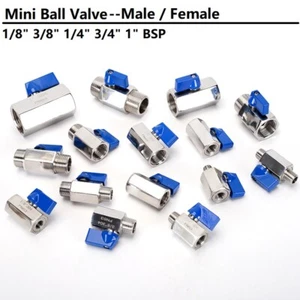 Mini Ball Valve F x F, F x M, M x M 1/8" 3/8" 1/4" 3/4" 1" BSP Stainless Steel - Picture 1 of 19