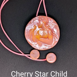 Pink apricot Lady with Harp pendant necklace by Rsn8 - Picture 1 of 6