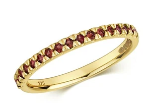 Real Garnet Eternity Ring Solid Yellow Gold Hallmarked Anniversary Size J - Q - Picture 1 of 3