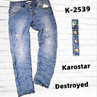 KAROSTAR Damskie spodnie dżinsowe Baggy Denim stretch Pęknięcia jasnoniebieskie 38 40 42 44 46 48