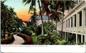 1900s UDB FL Postcard Royal Poinciana Garden And Veranda Palm Beach Unposted - Picture 1 of 2