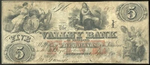 Valuta obsoleta Hagerstown, MD - Valley Bank of Maryland $5 1856 S/N 5971 - Foto 1 di 2