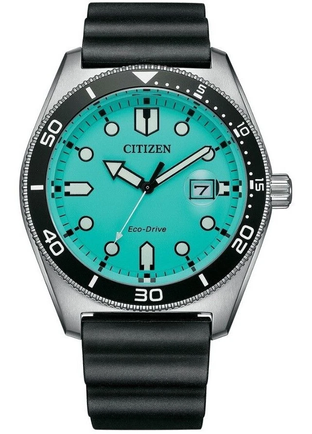 Citizen Men's Eco-Drive Luminous Calendar Black Silicon Watch 43 MM AW1760-14X