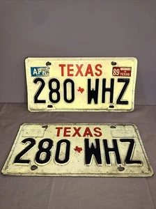 1985 -89texas license plate matched pair 280 WHZ - Picture 1 of 5