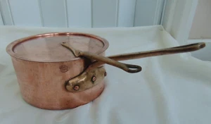 Large Antique Early 20th Century Helvitia Copper Saucepan with Lollipop Lid - Picture 1 of 10