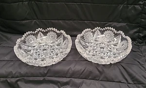 *SET OF 2* Matching 6" Antique Vintage American Brilliant Cut Glass Bowls/Dishes - Picture 1 of 10