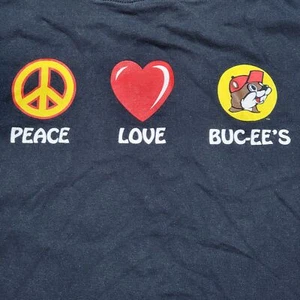 Buc-ee's Graphic SS Black Unisex Tee "Peace Love Buc-ee's" - Size Youth Medium - Picture 1 of 6