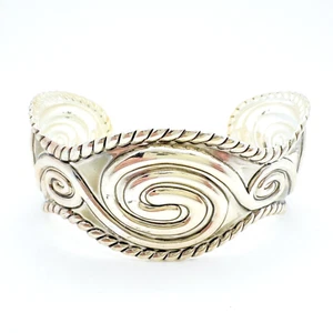 Premier Designs Cuff Bracelet Silver Tone Swirl Small Fit Signed - Picture 1 of 8