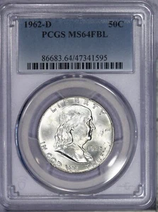 1962-D Franklin Half Dollar 50c PCGS MS64 FBL - Picture 1 of 2